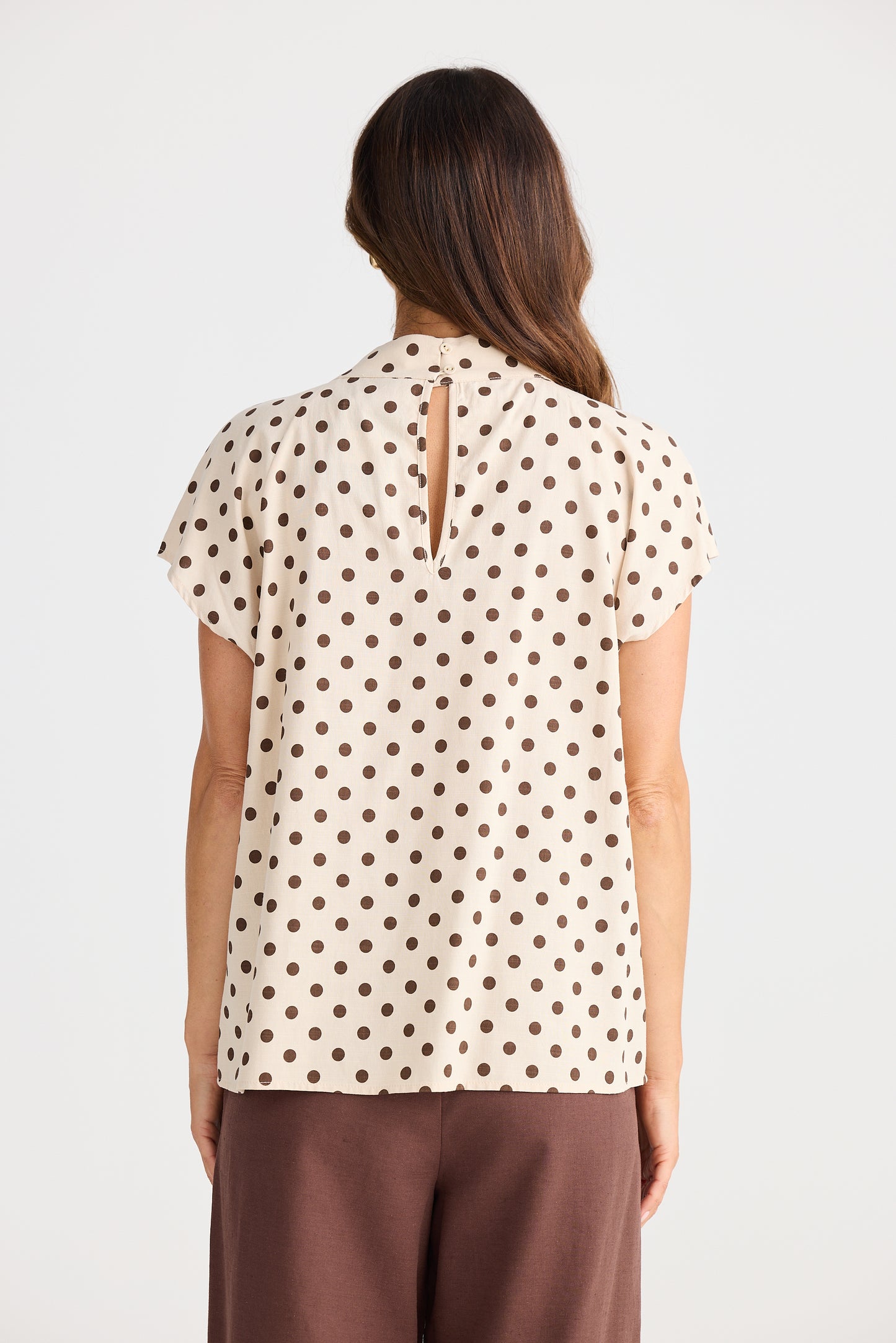 Elsie Top - Choc Polka Dot