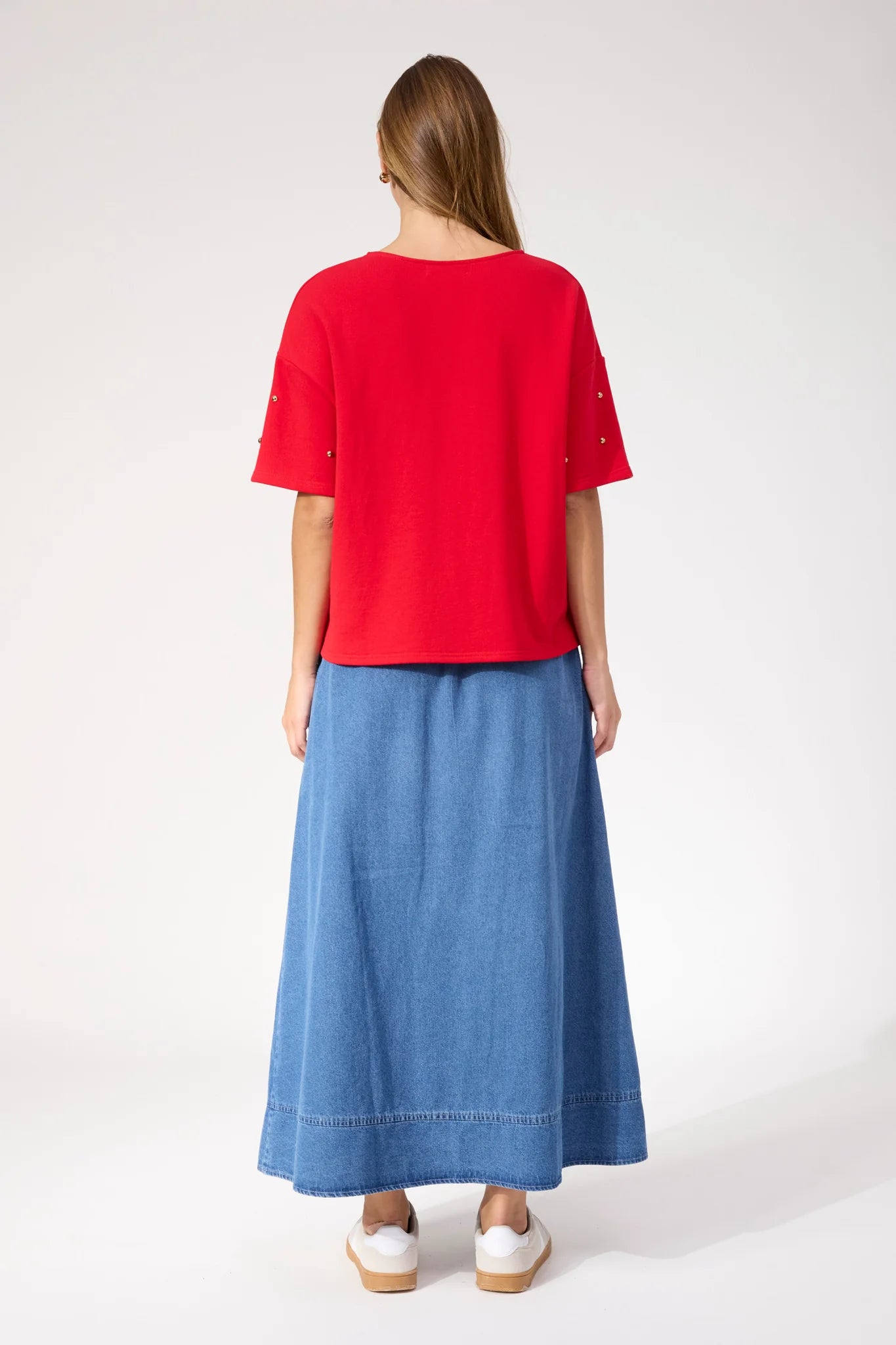 Boston Studded Sweat Tshirt - Red