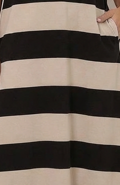 Polo Stripe Dress - Black + Dove Stripe