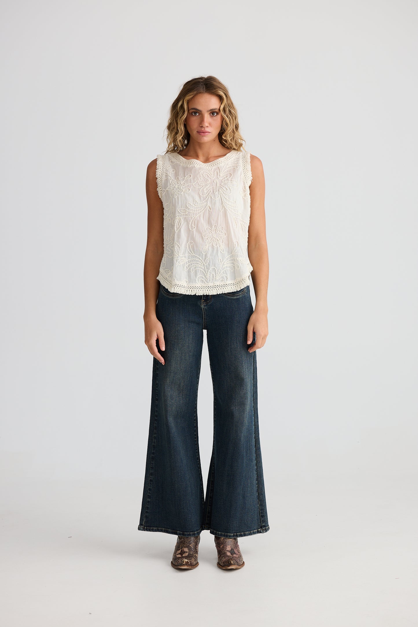Chantilly Top - Natural Embroidery