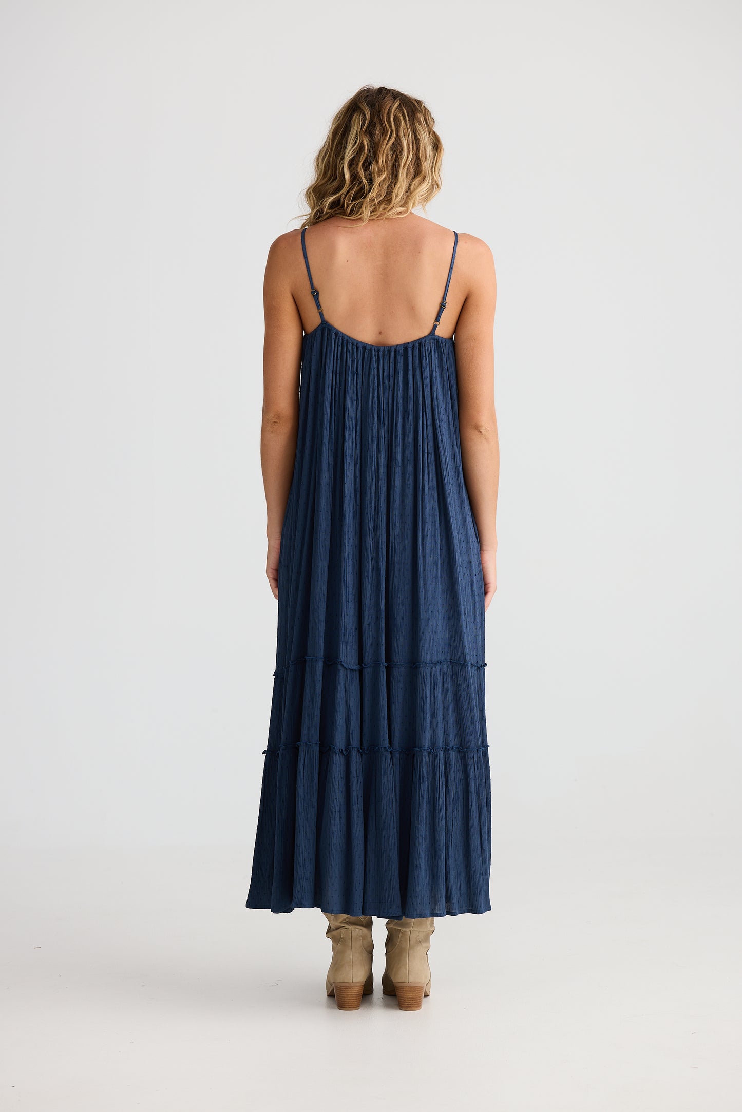 Inhale Dress - Navy Dobby