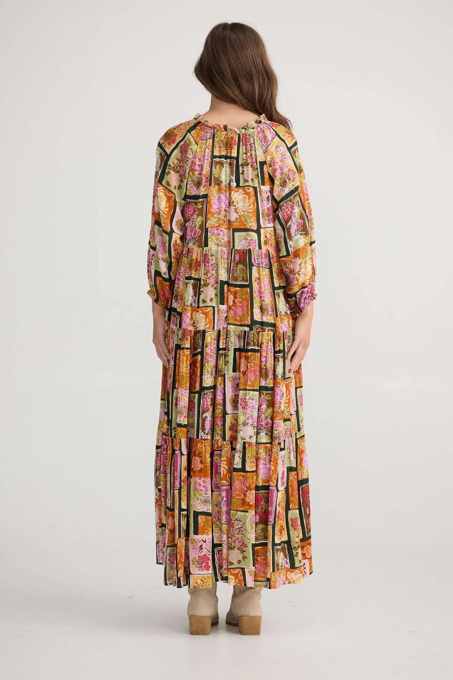 Damascus Mid Sleeve Dress - Postcard Petals