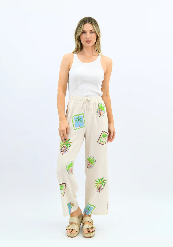 Coastal Postcards Pants - Natural