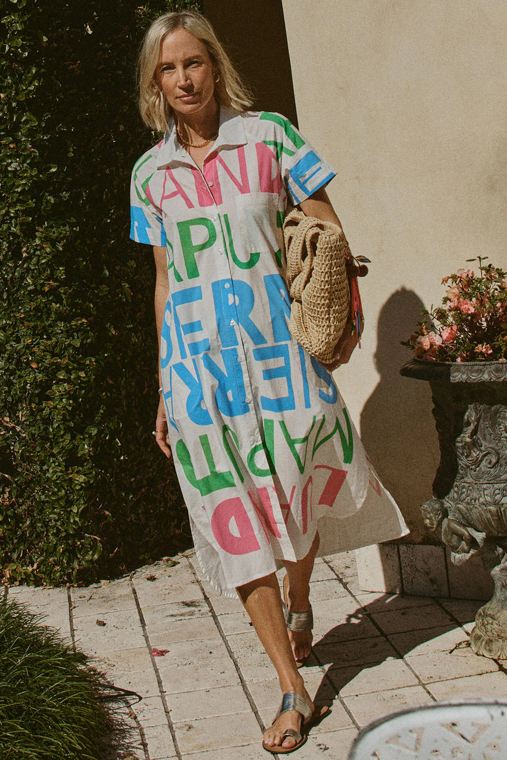 Sierra Button Dress - White