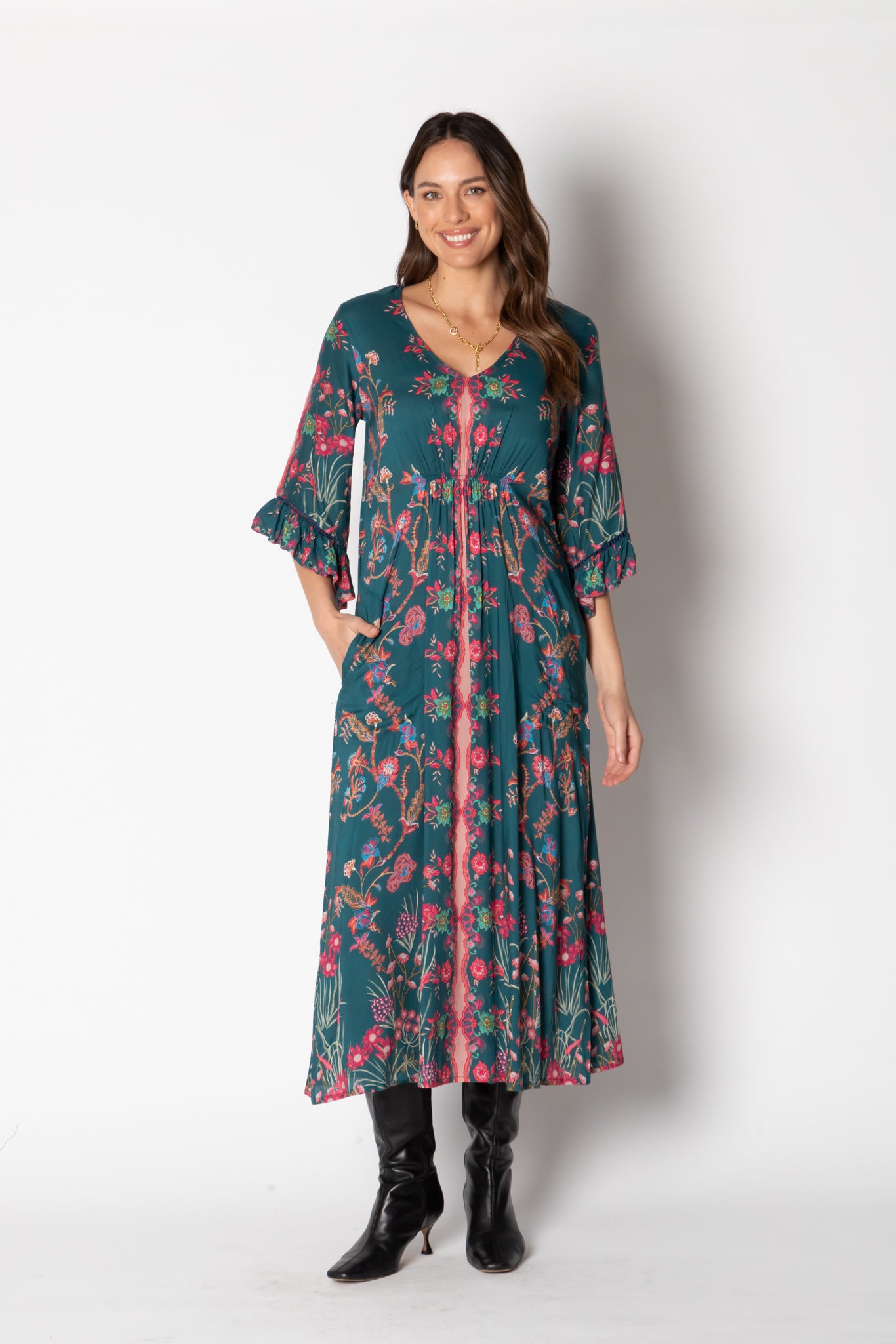 Barcelona Shirred Midi - Forest