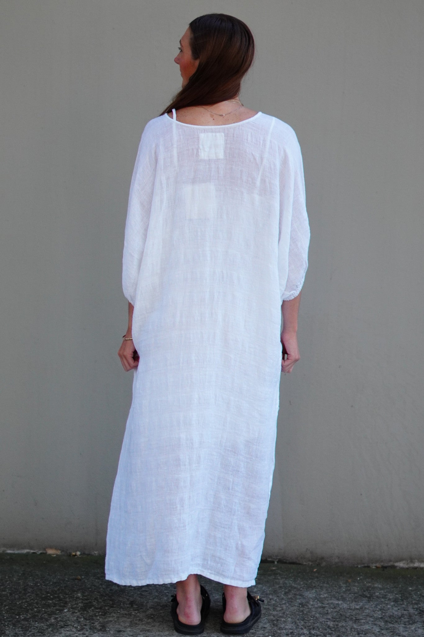 Rosa Elasticated Sleeve Kaftan - White Combo