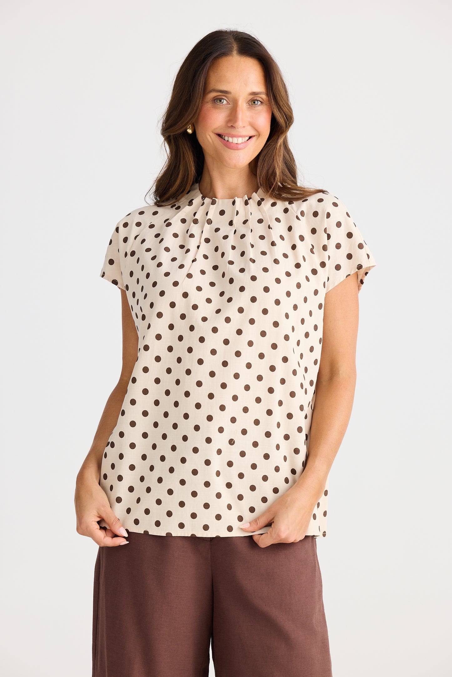 Elsie Top - Choc Polka Dot