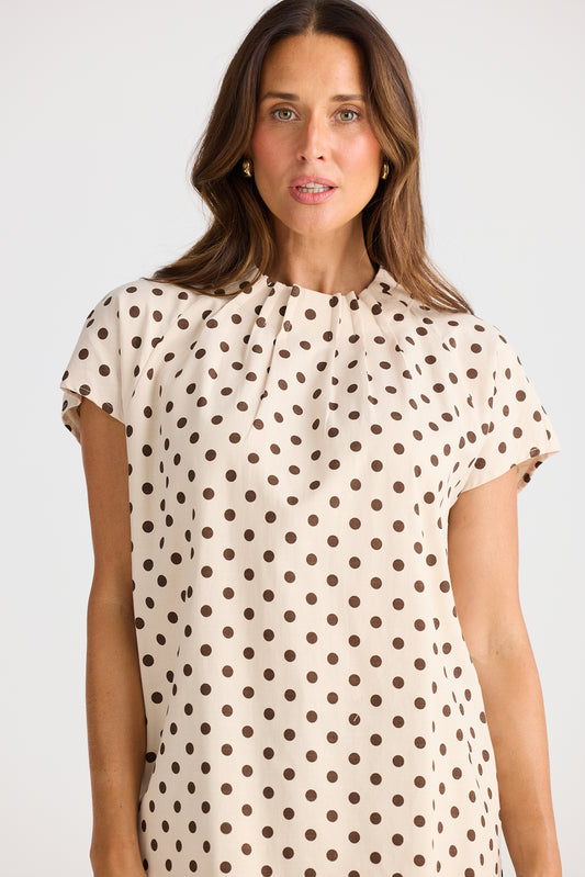 Elsie Top - Choc Polka Dot