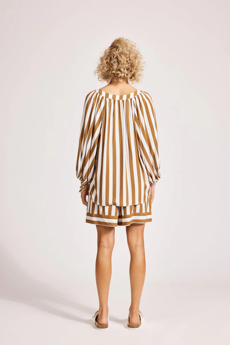 Treville Stripe Blouse - Caramel