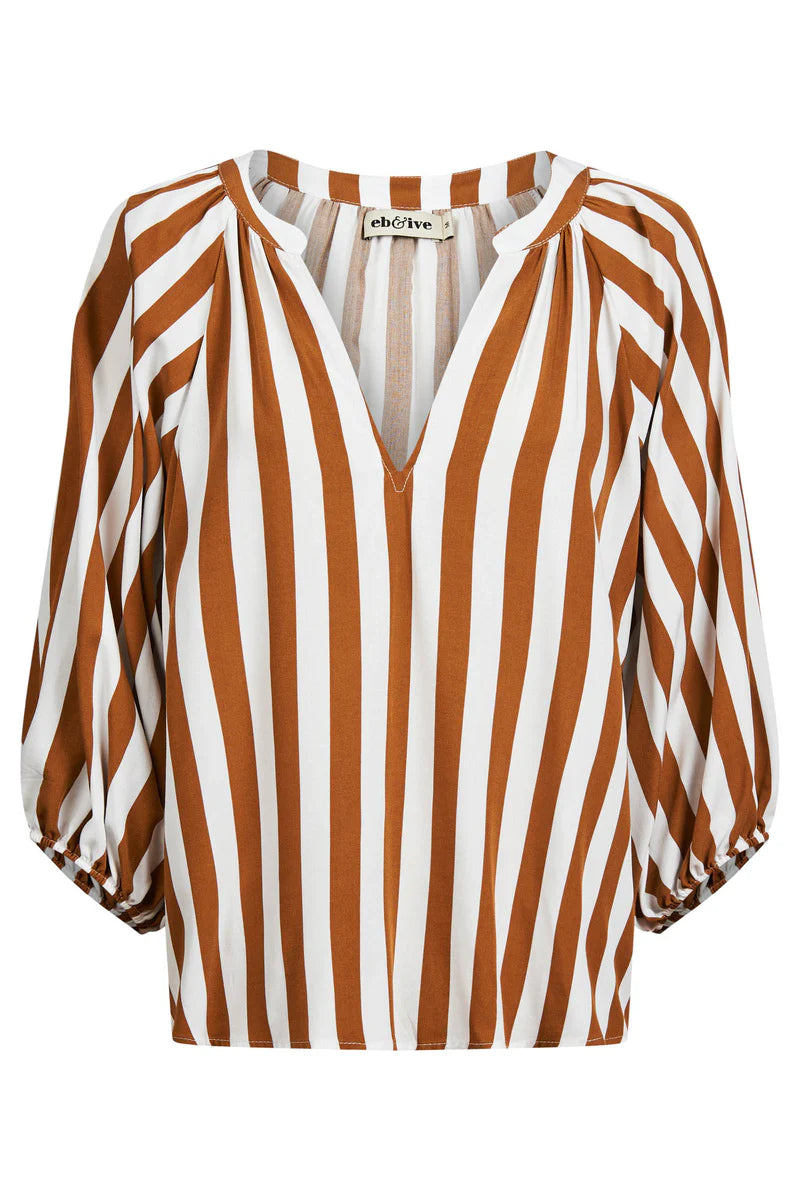 Treville Stripe Blouse - Caramel