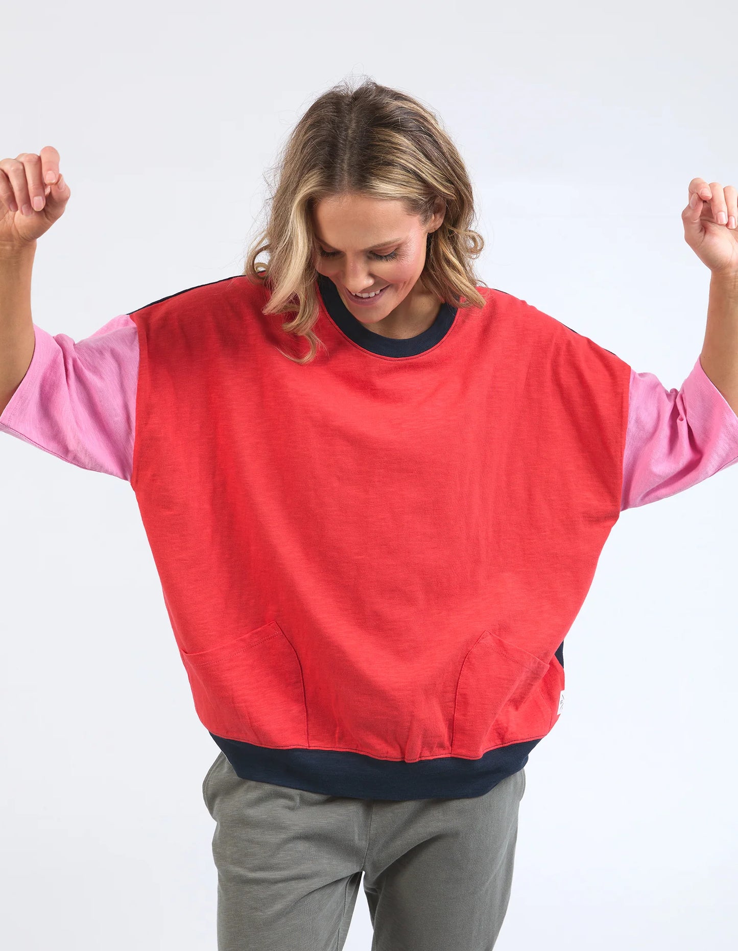 Mazie Colourblock Sweat - Bittersweet, Pink, Navy