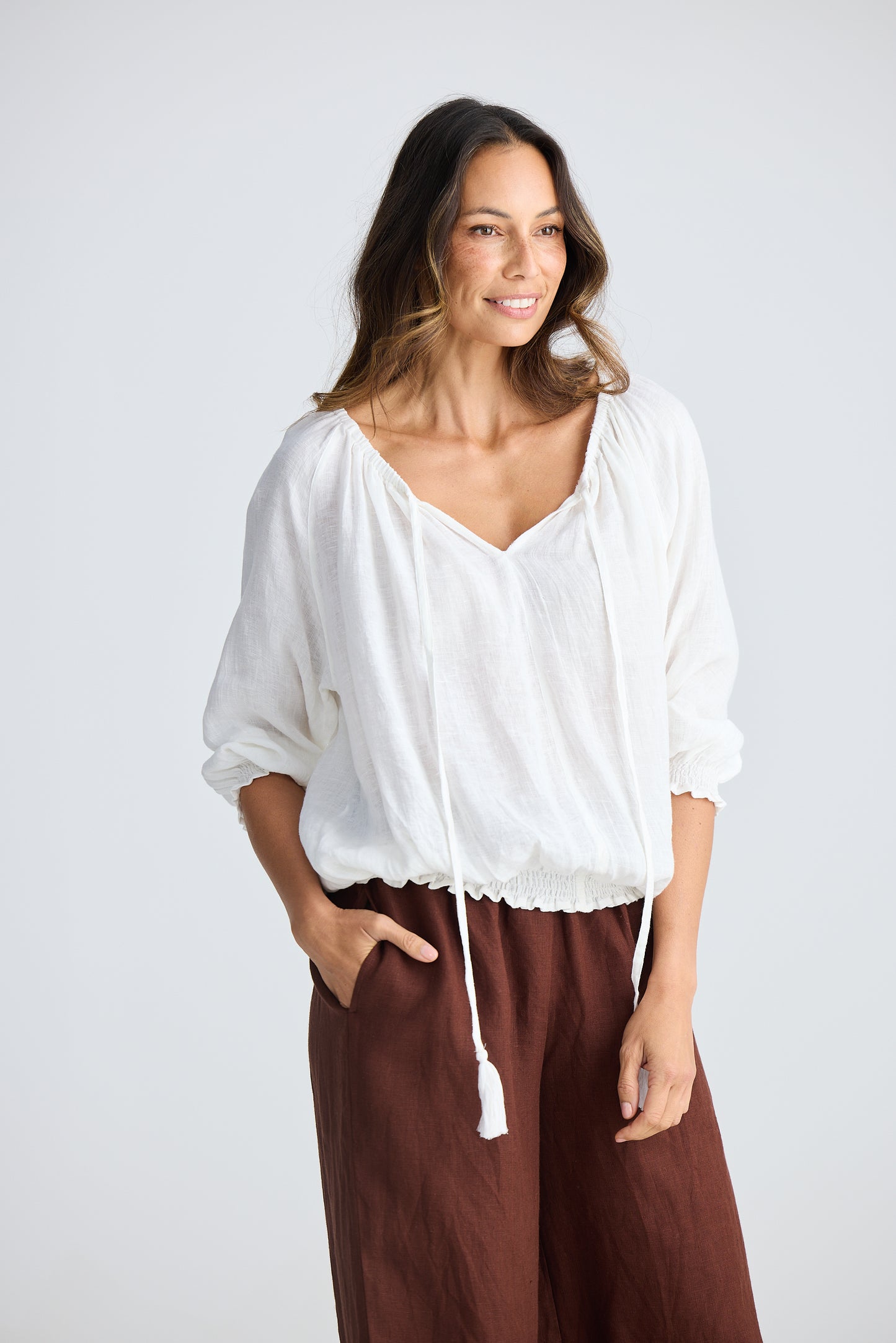 Seaside Top - White Linen