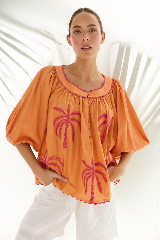 Jumeirah Top - Orange Palm