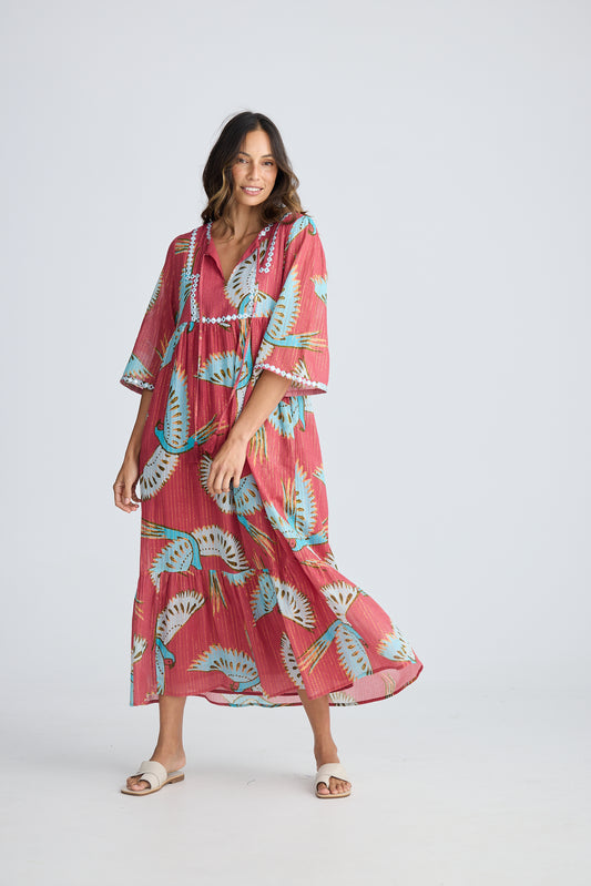 Lorrini Dress - Red Macaw Print