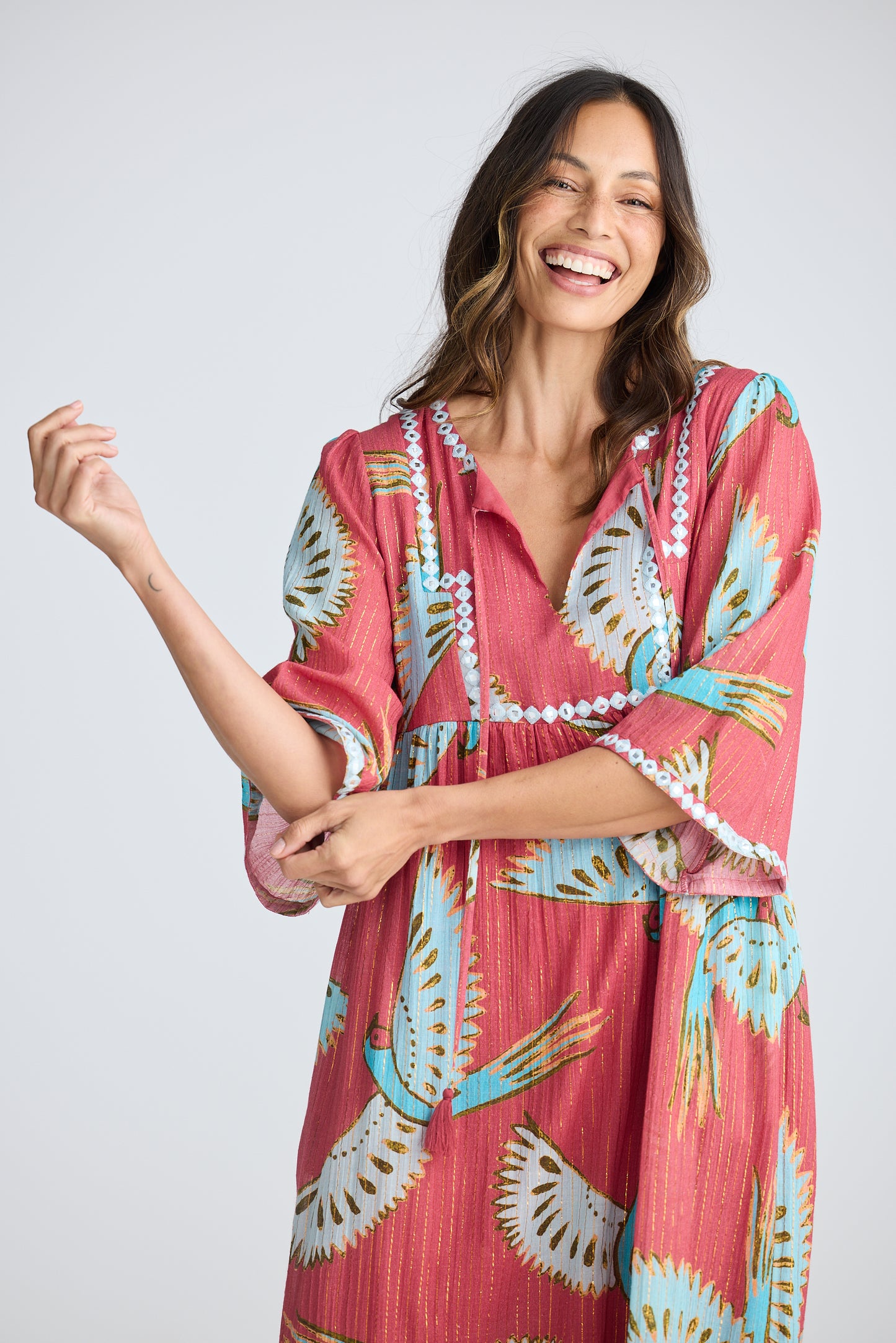 Lorrini Dress - Red Macaw Print