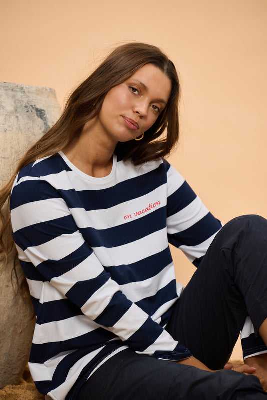 Roam Tee - Navy Stripe