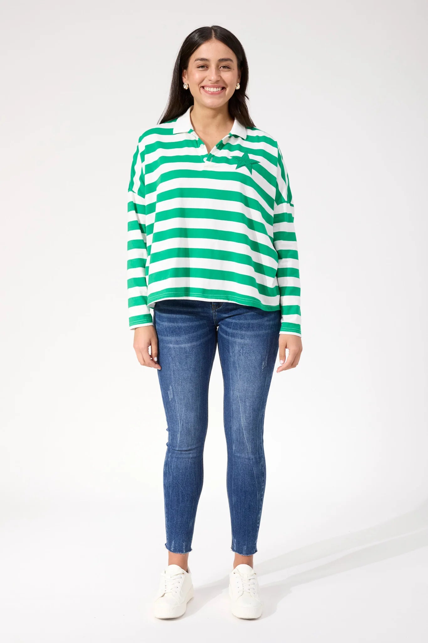 Columbus Stripe Polo Top - Green