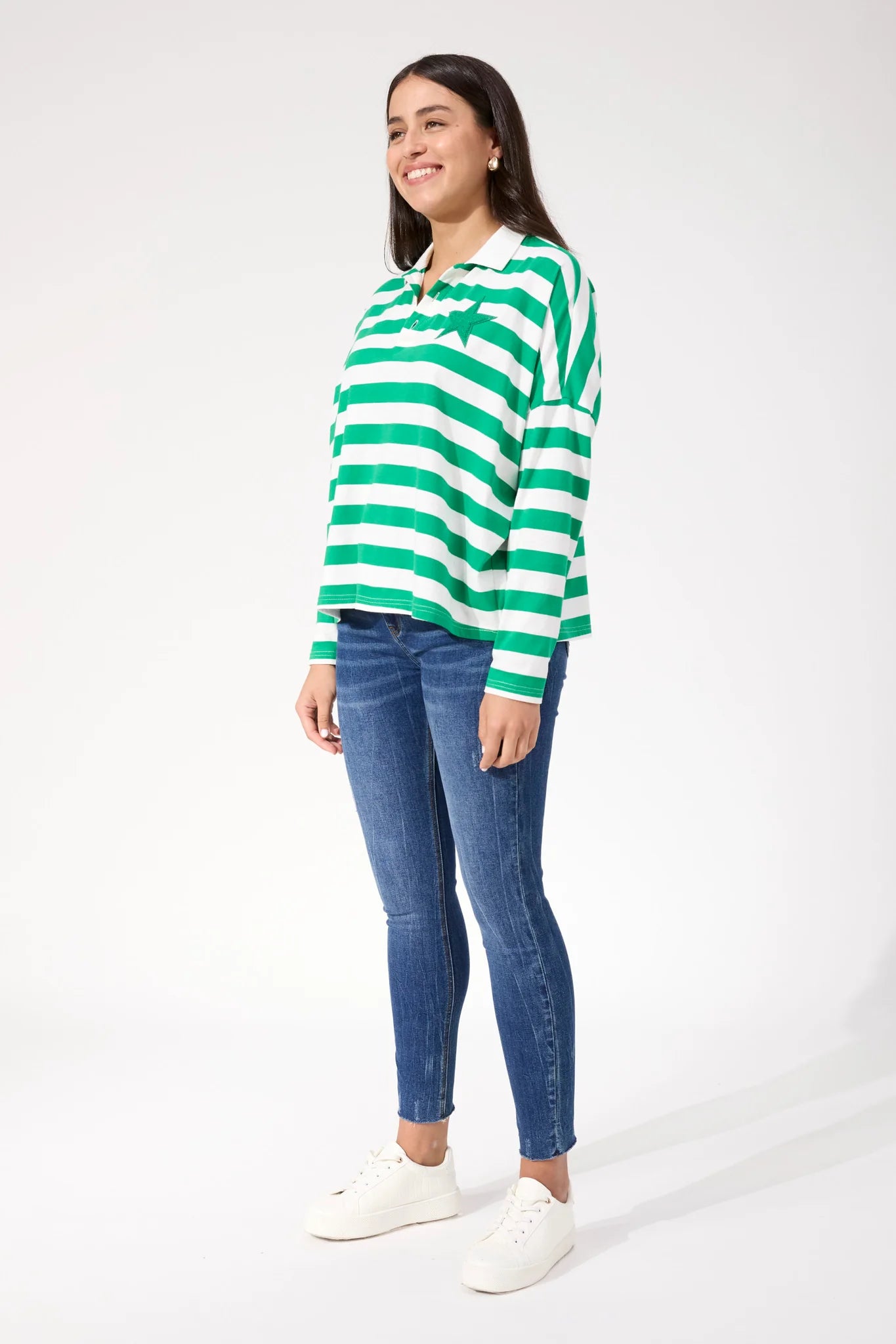 Columbus Stripe Polo Top - Green
