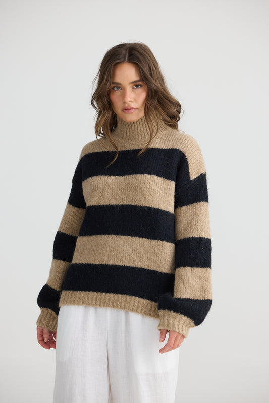 Island Knit - Taupe Stripe