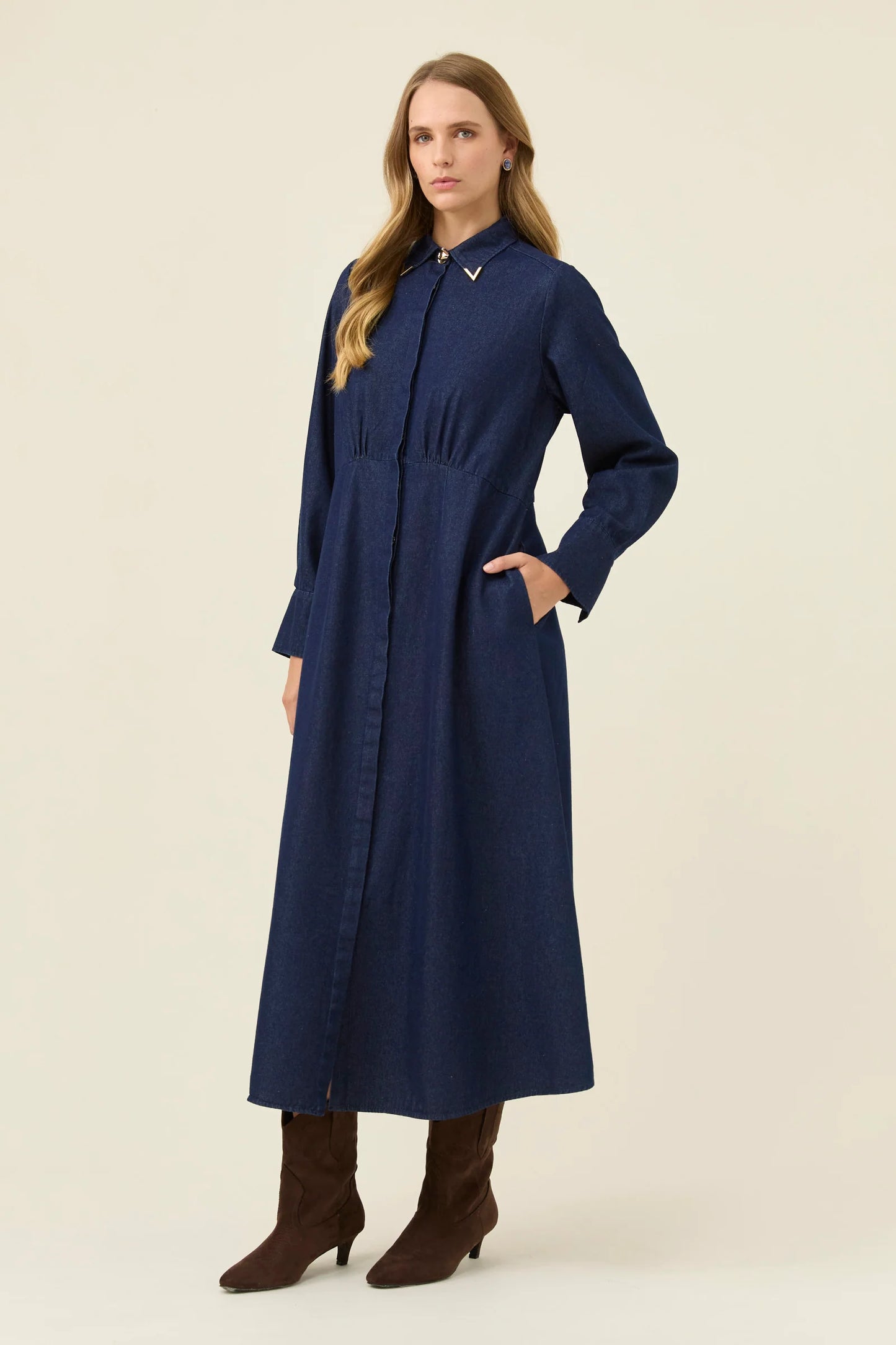 Sloane Denim Maxi Dress - Indigo