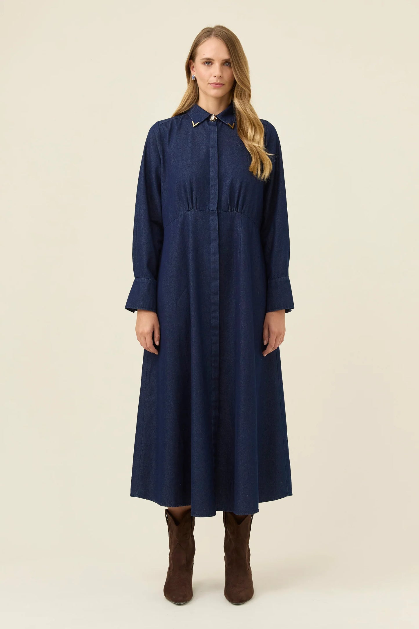 Sloane Denim Maxi Dress - Indigo