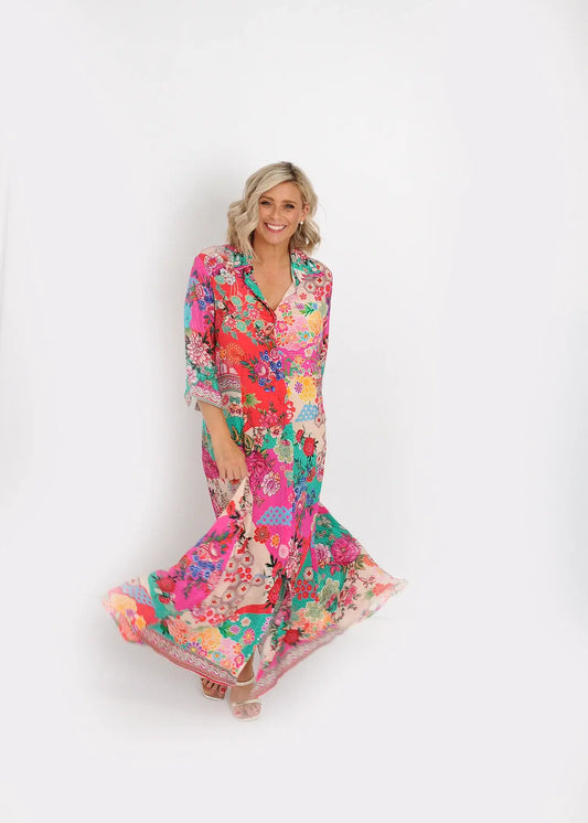 Juniper Rose Dress by Ivy Pearl at Hey Layla Boutique. Multi Coloured floral dress.