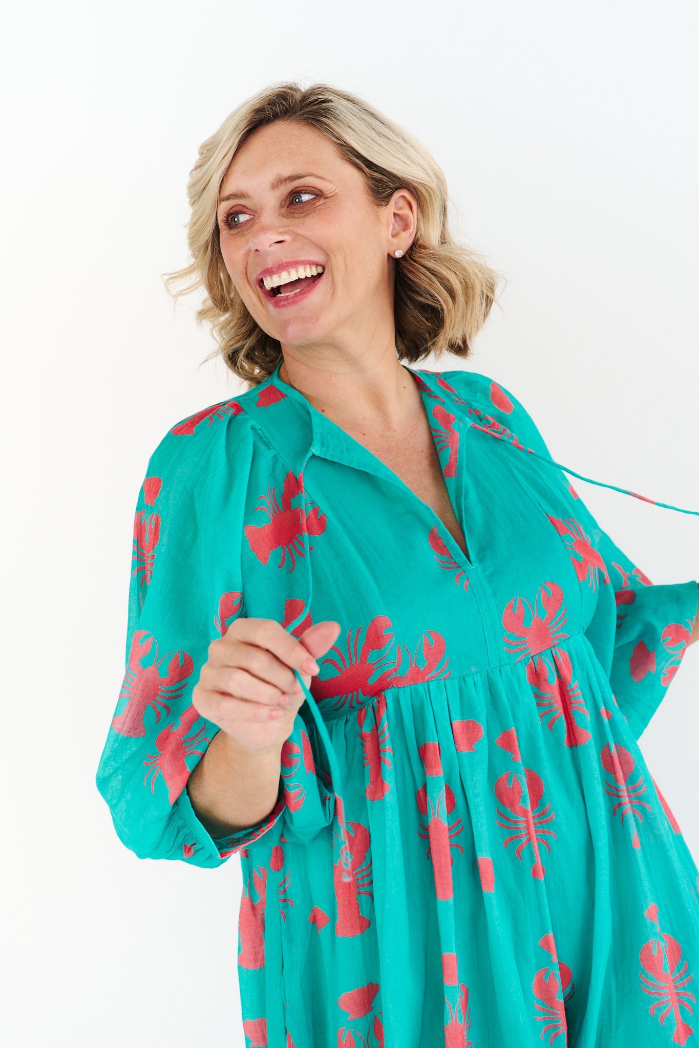Lobster Teal Midi Dress