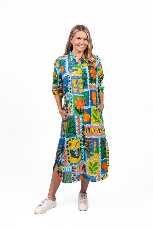Sofia Shirt Dress- Fruit Cocktail