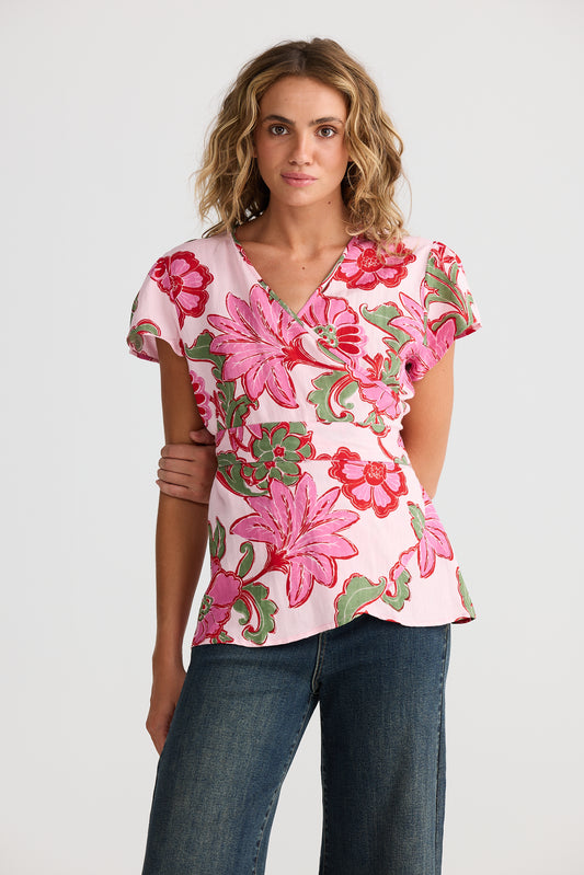 Lottie Wrap Top - Pink Ibiza