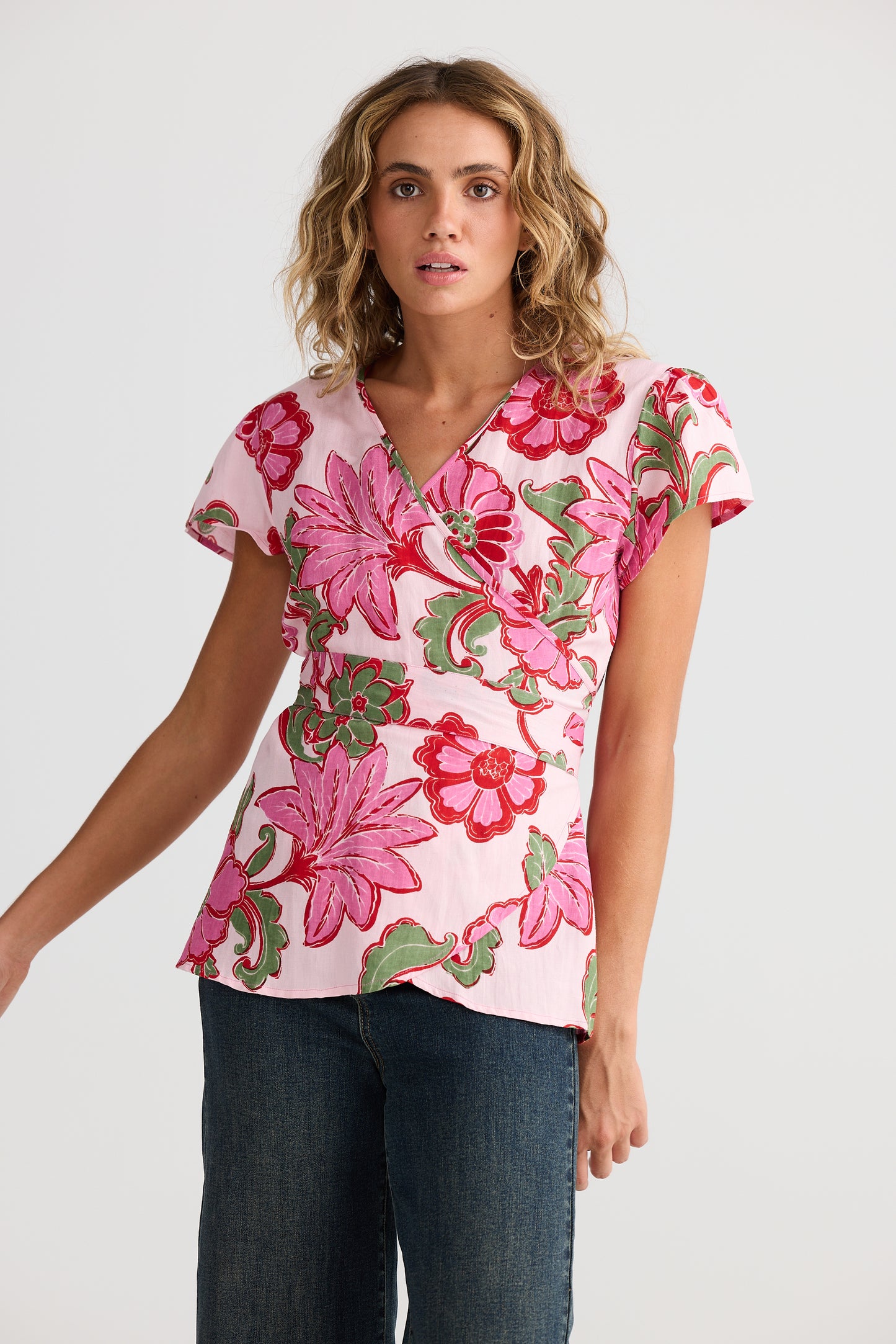 Lottie Wrap Top - Pink Ibiza