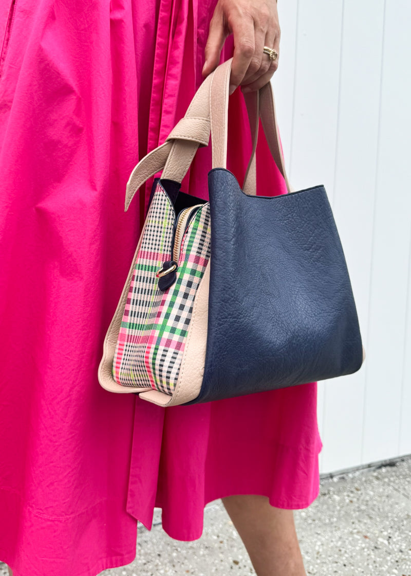 Tanya Handbag - Navy Gingham