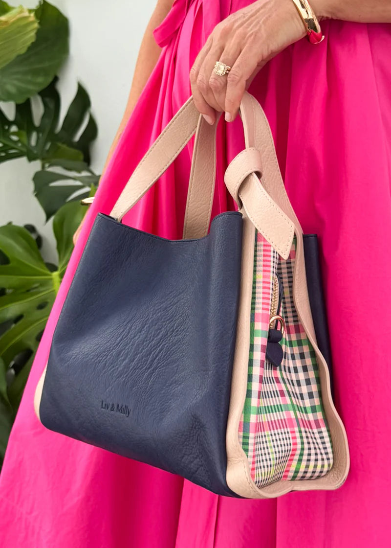 Tanya Handbag - Navy Gingham