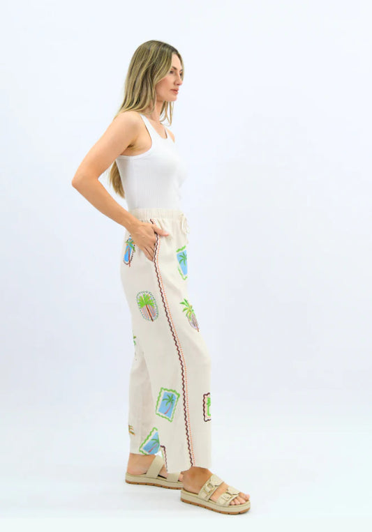 Coastal Postcards Pants - Natural