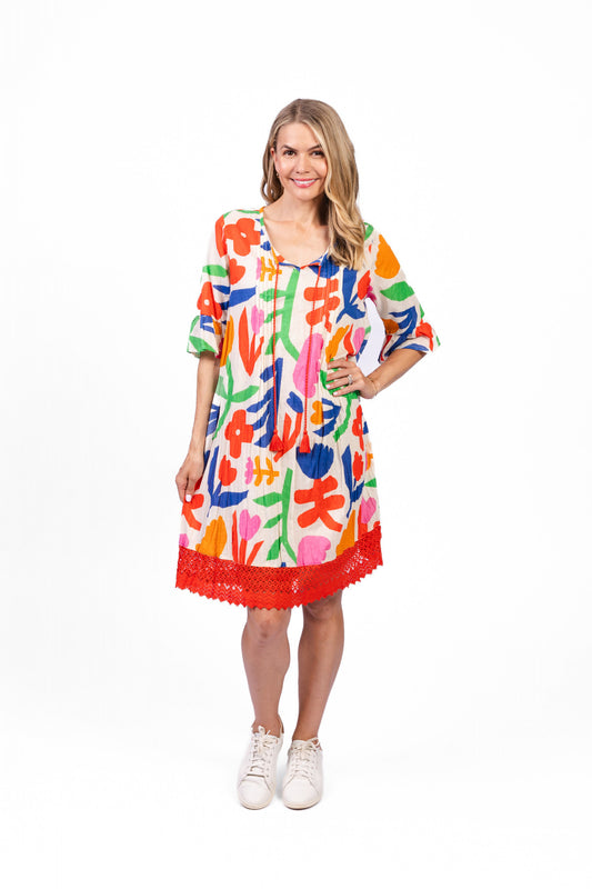 Hannah Tunic Boho Short Sleeve - Folk Cutout