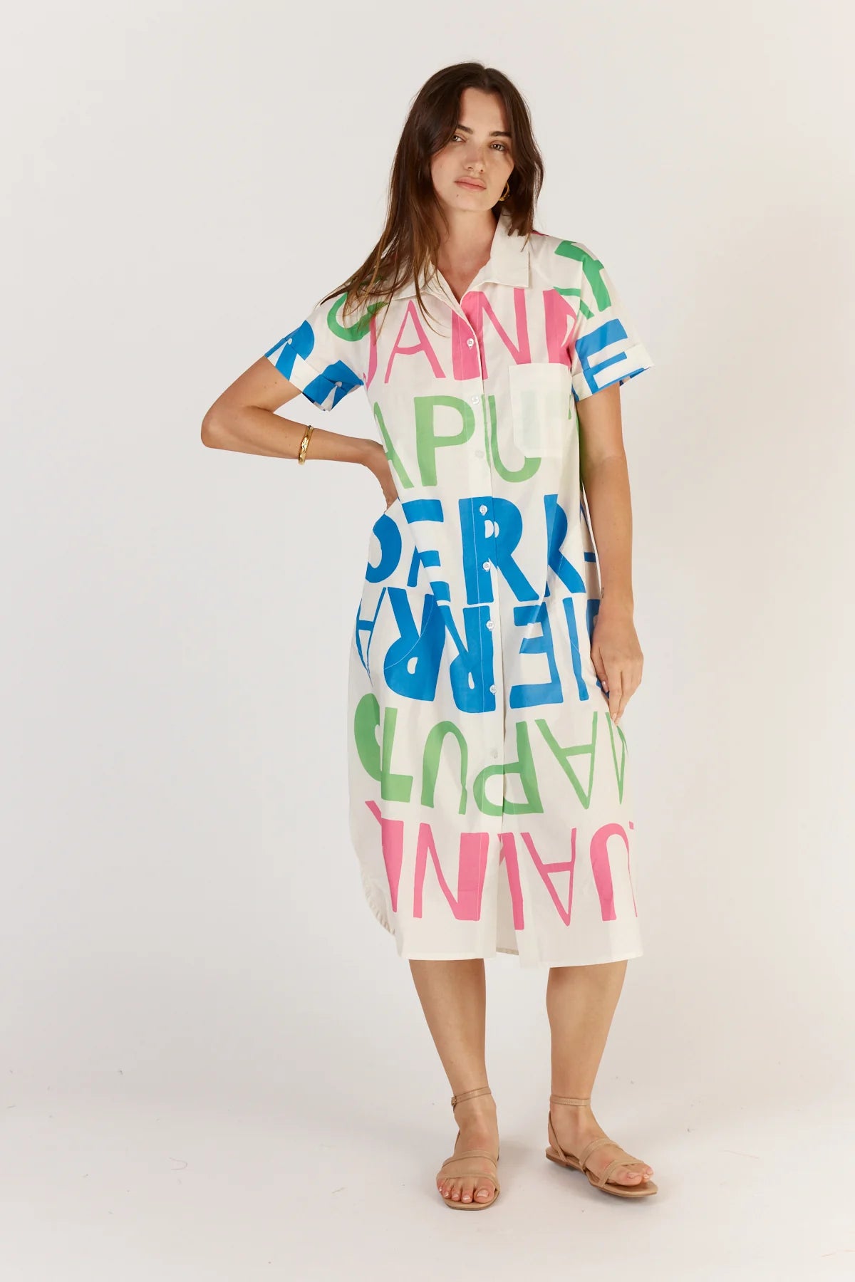 Sierra Button Dress - White