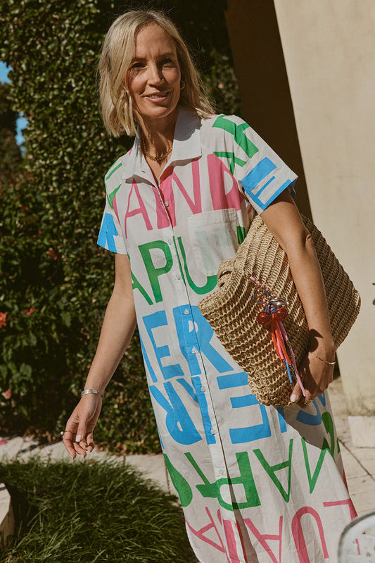 Sierra Button Dress - White