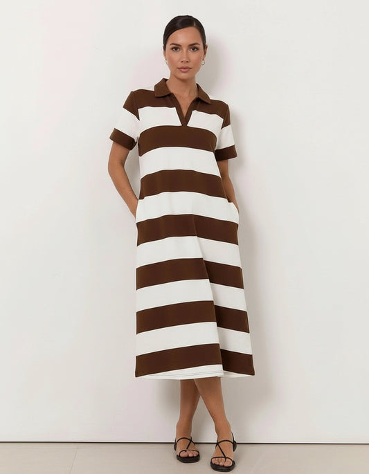 Polo Stripe dress - Chocolate Stripe
