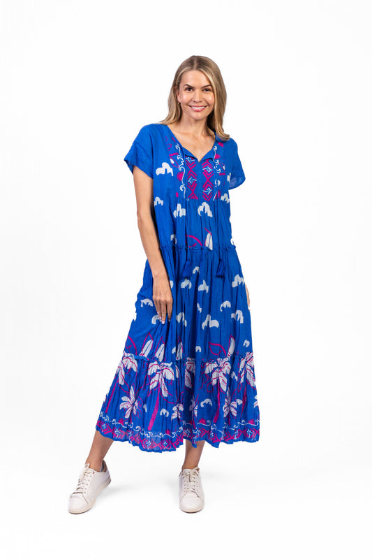 Zola V Neck Maxi Dress - Seaside Blue