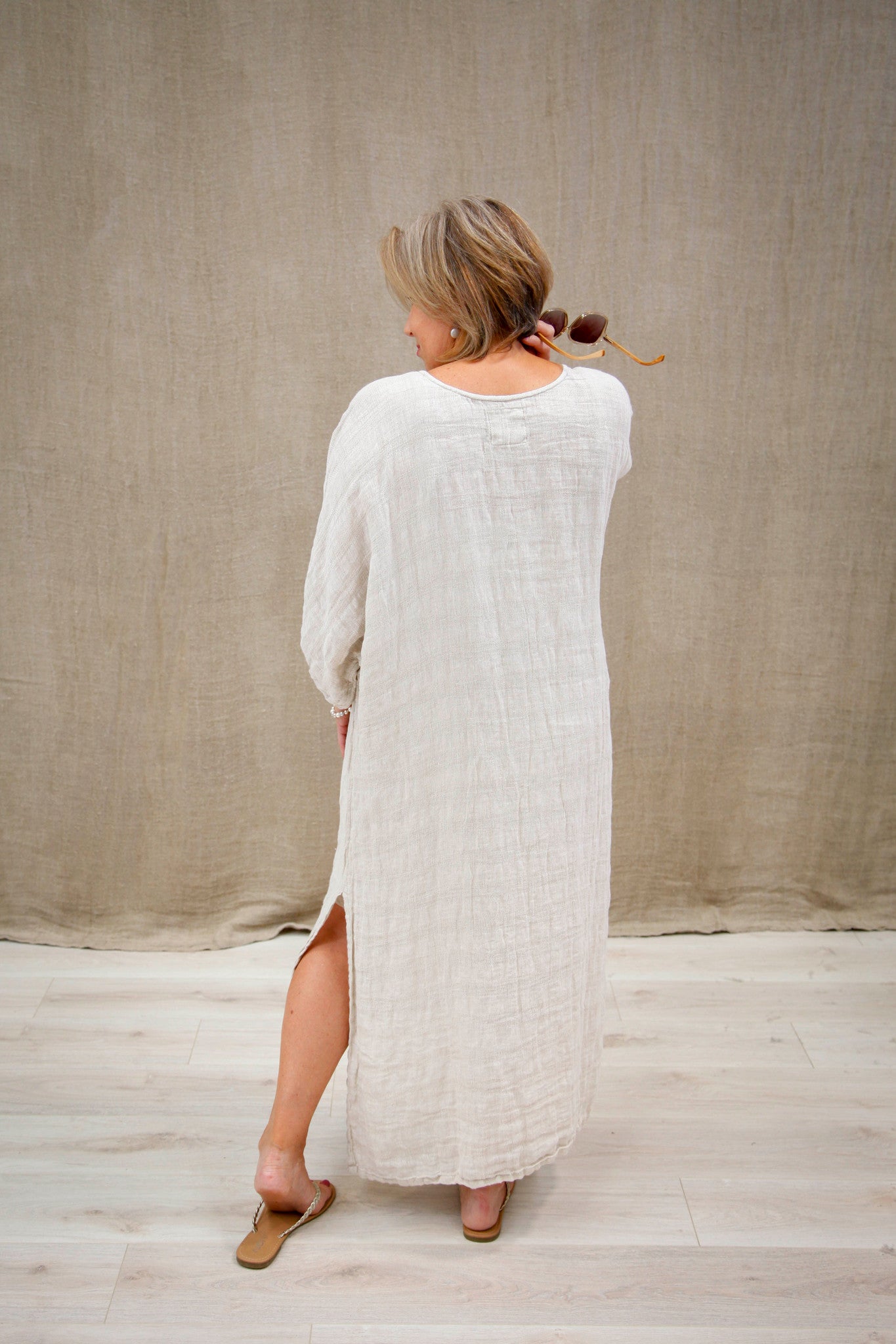 Rosa Elasticated Sleeve Kaftan - Natural Combo
